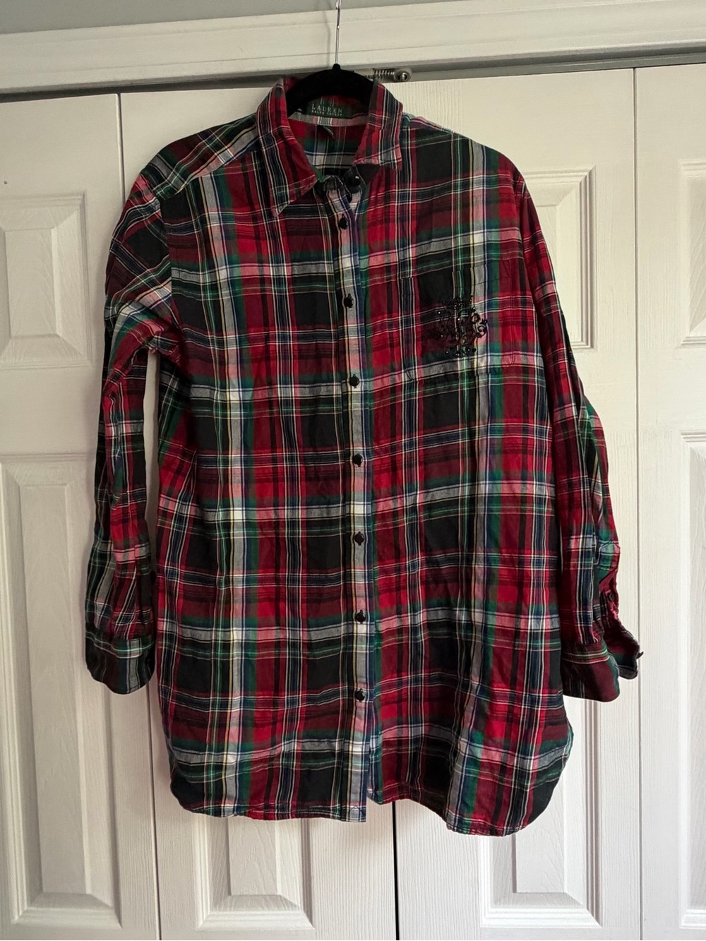 Ralph Lauren Red and Green Plaid Button-Down Shirt